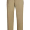 Stretch Cotton Flat Front Pants Straight Legs In Khaki