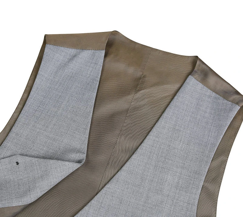 Bevagna Collection - Wool Suit Dress Vest 5 Buttons Regular Fit In Light Gray - Image 3