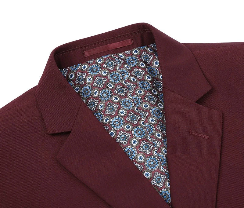 Vanderbilt Collection - Classic 2 Piece Suit 2 Buttons Regular Fit In Burgundy - Image 5