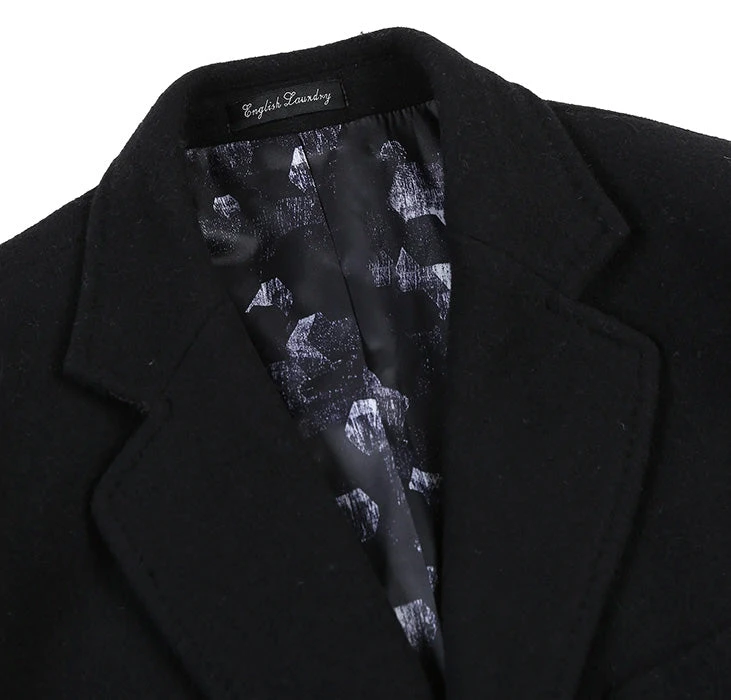 English Laundry Black Fall/Winter Essential Slim Fit Overcoat Wool Blend - Image 3
