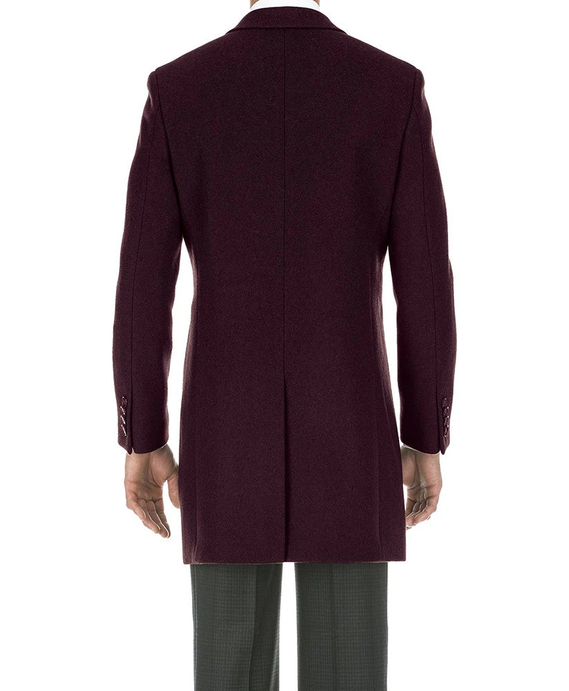 English Laundry Burgundy Fall/Winter Essential Slim Fit Overcoat Wool Blend - Image 2