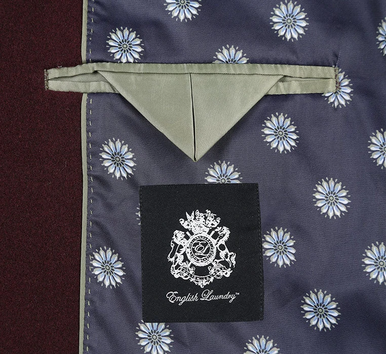 English Laundry Burgundy Fall/Winter Essential Slim Fit Overcoat Wool Blend - Image 5