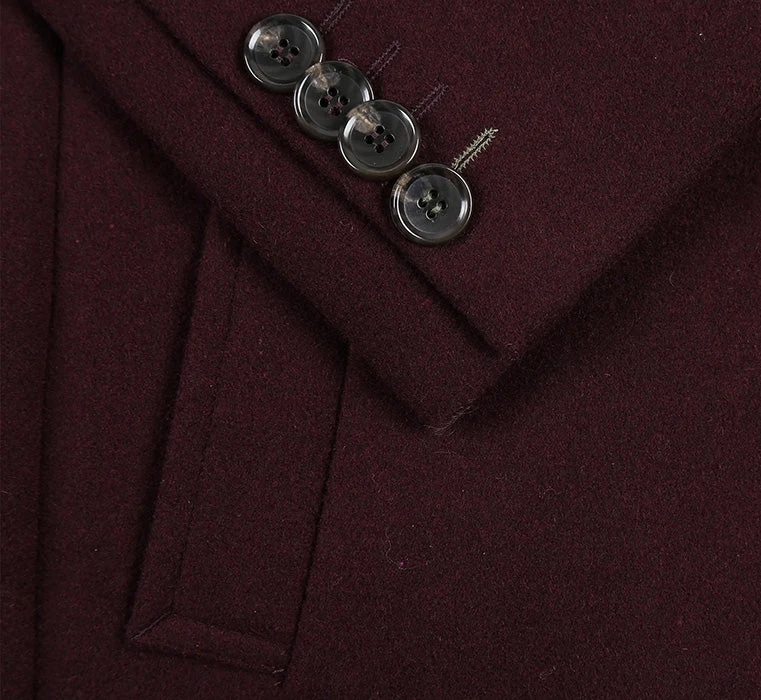 English Laundry Burgundy Fall/Winter Essential Slim Fit Overcoat Wool Blend - Image 6