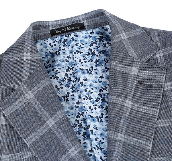 English Laundry 2-Piece Gray Plaid Wool Blend Slim Fit Suit - Image 4