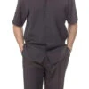 Men's 2 Piece Walking Suit Summer Short Sleeves In Black