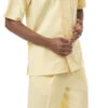 (XL/40) Men's 2 Piece Walking Suit Summer Short Sleeves In Yellow