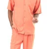 Men's 2 Piece Walking Suit Summer Short Sleeves In Coral