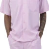 Men's 2 Piece Walking Suit Summer Short Sleeves In Pink