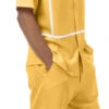 Gold Minimalist Line Design 2 Piece Short Sleeve Walking Suit With Shorts