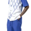 Royal Blue Criss Cross 2 Piece Short Sleeve Walking Suit With Shorts