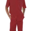Red 2 Piece Short Sleeve Walking Suit Set With Elastic Waistband Shorts