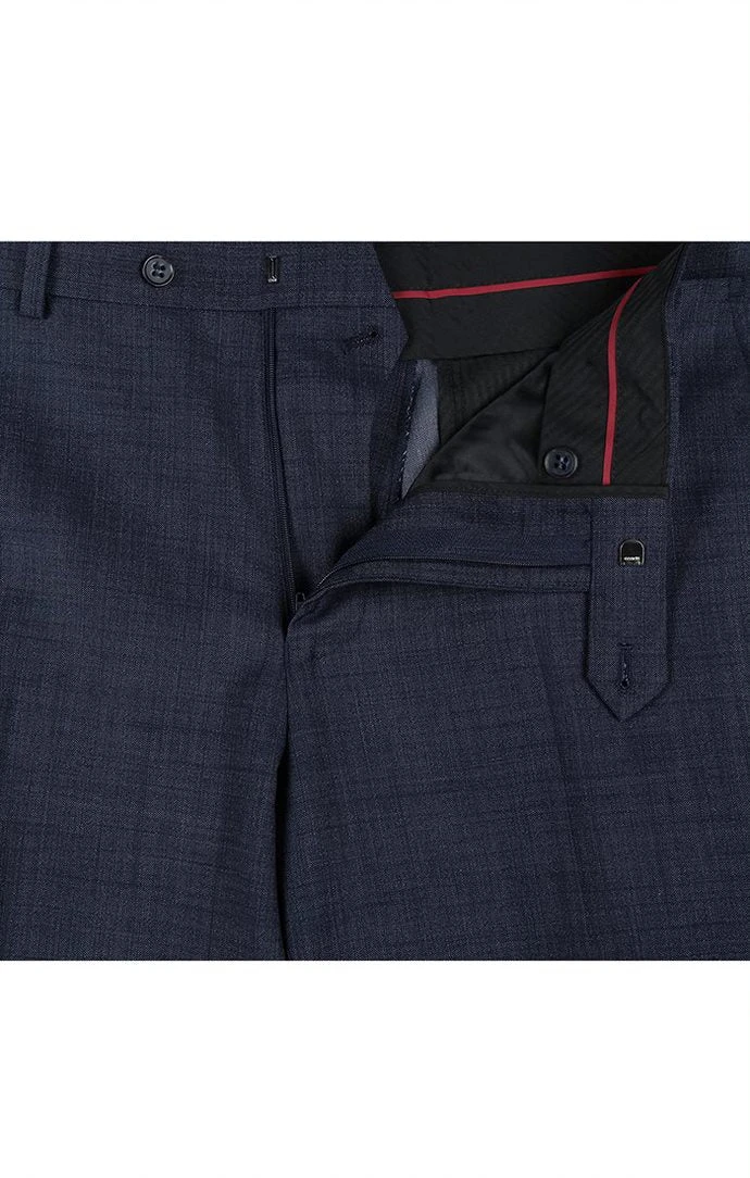 Wool Blend Regular Fit Suit 2 Piece Suit 2 Button In Navy - Image 6