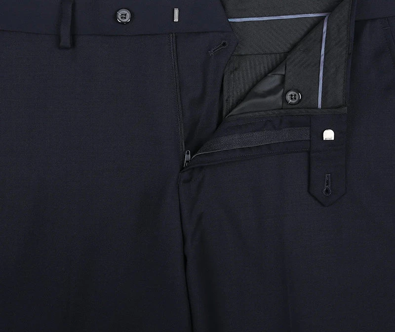 Bevagna Collection - Navy 100% Virgin Wool Regular Fit Pick Stitched 2 Piece Suit - Image 6