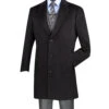 Wool & Cashmere Regular Fit Top Coat 38" Long In Black