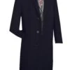 (6XL) Milan Collection - Wool And Cashmere Regular Fit Dress Top Coat 48" Long In Black