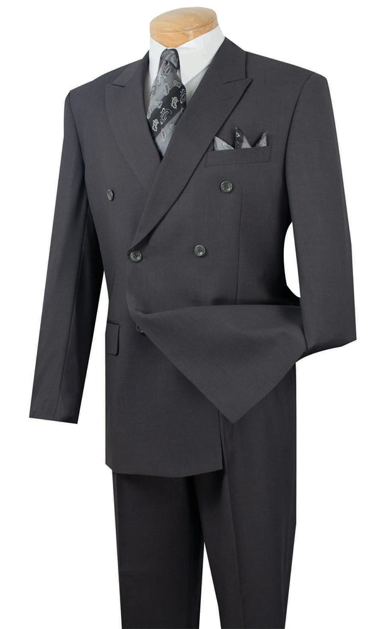 Ramses Collection - Double Breasted Suit 2 Piece Regular Fit In Dark Heather Gray