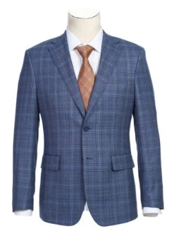English Laundry 2-Piece Pale Denim Glen Check Suit Wool Blend