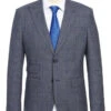English Laundry 2-Piece Gray With Blue Windowpane Suit Wool Blend