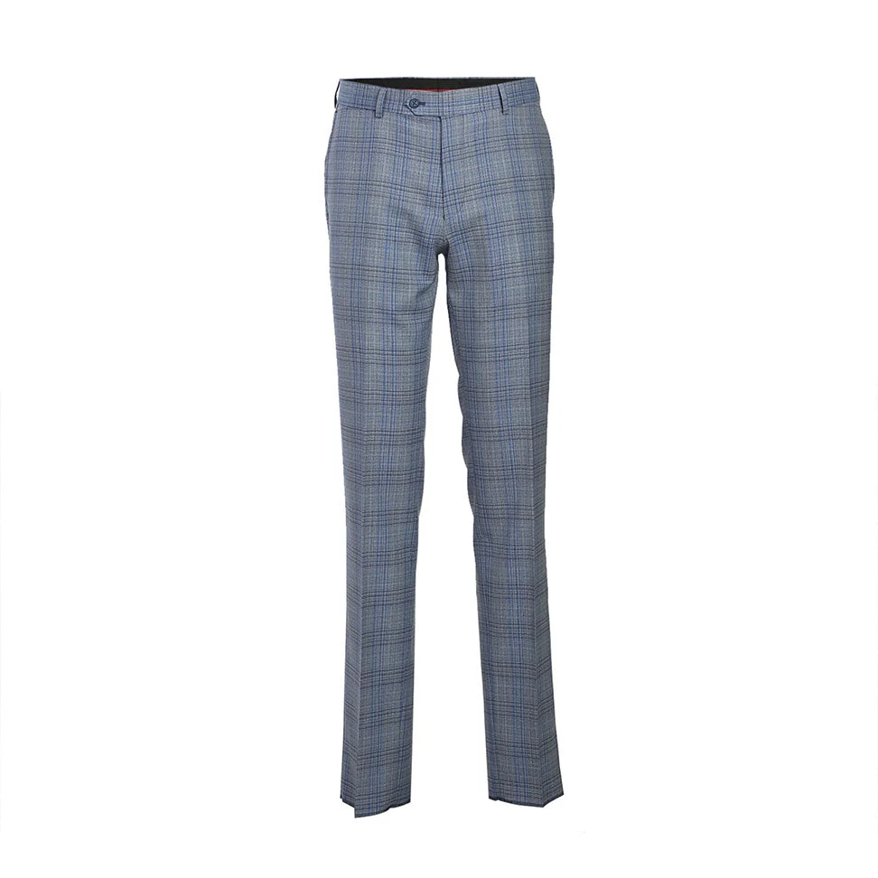 English Laundry 2-Piece Light Gray With Blue Check Suit Wool Blend - Image 2