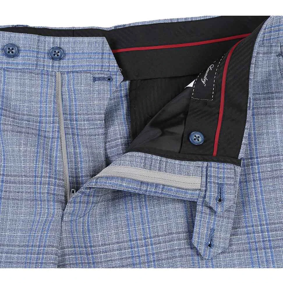 English Laundry 2-Piece Light Gray With Blue Check Suit Wool Blend - Image 5