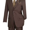 Nola Collection - Brown Regular Fit 2 Piece Suit Flat Front Pants With 2″ Elastic Waist Band