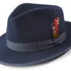 Navy Dress Hat Wool Wide Brim