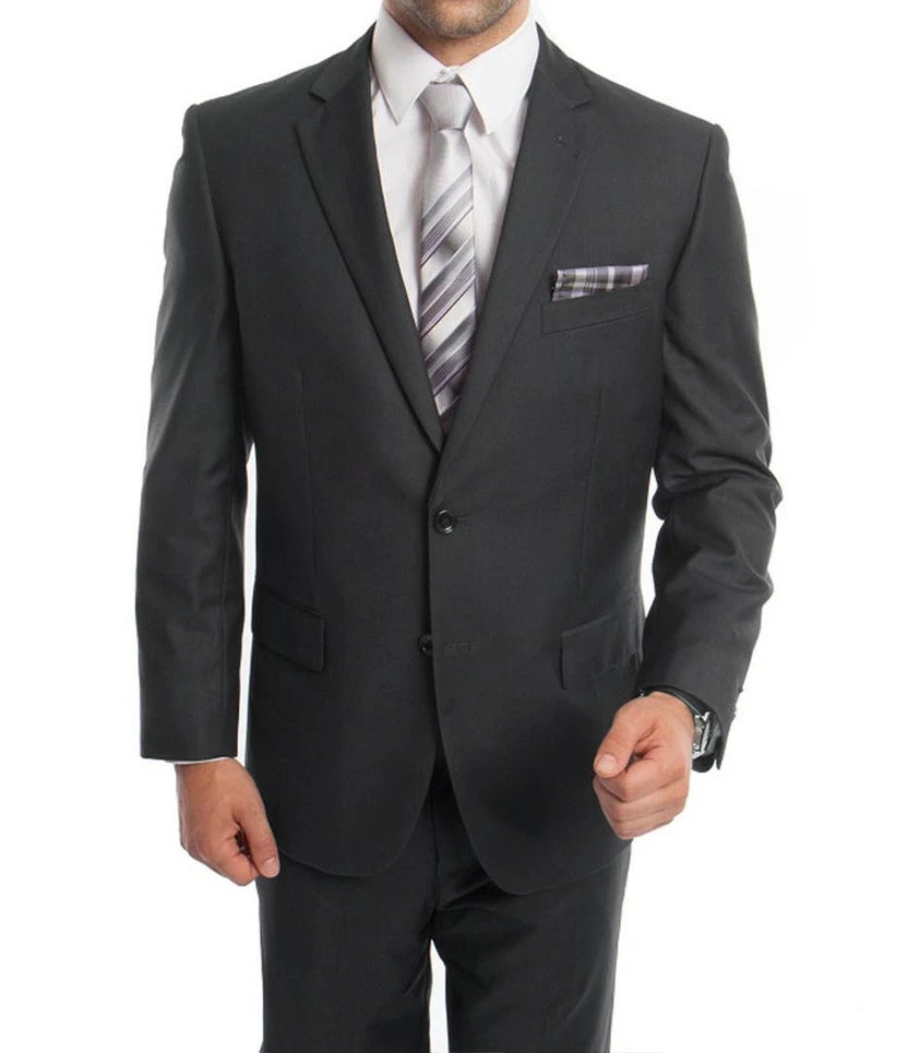 Bacchus Collection - Regular Fit Suit 2 Button 2 Piece In Dark Gray