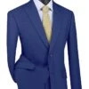 Blue Modern Fit 2 Piece Suit Textured Solid With Peak Lapel