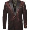 Empire Collection - Red Sequin Texture Design Sports Coat Slim Fit