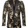 Empire Collection - Gold And Black Slim Fit Floral Pattern Sports Coat