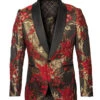 Empire Collection - Red Floral Pattern Sports Coat Slim Fit