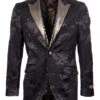 Empire Collection - Black Slim Fit Formal Dinner Show Blazer With Gold Sequin Lapel