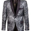 Empire Collection - Slim Fit Formal Dinner Show Blazer In Silver/Black