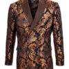 Empire Collection - Slim Fit Rust Paisley Pattern Double Breasted Blazer