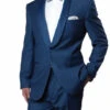 Blue Slim Fit Tuxedo With Satin Shawl Lapel 1 Button
