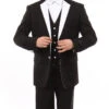 Black Modern Fit Tuxedo 3 Piece With White Lapel 6 Button Vest
