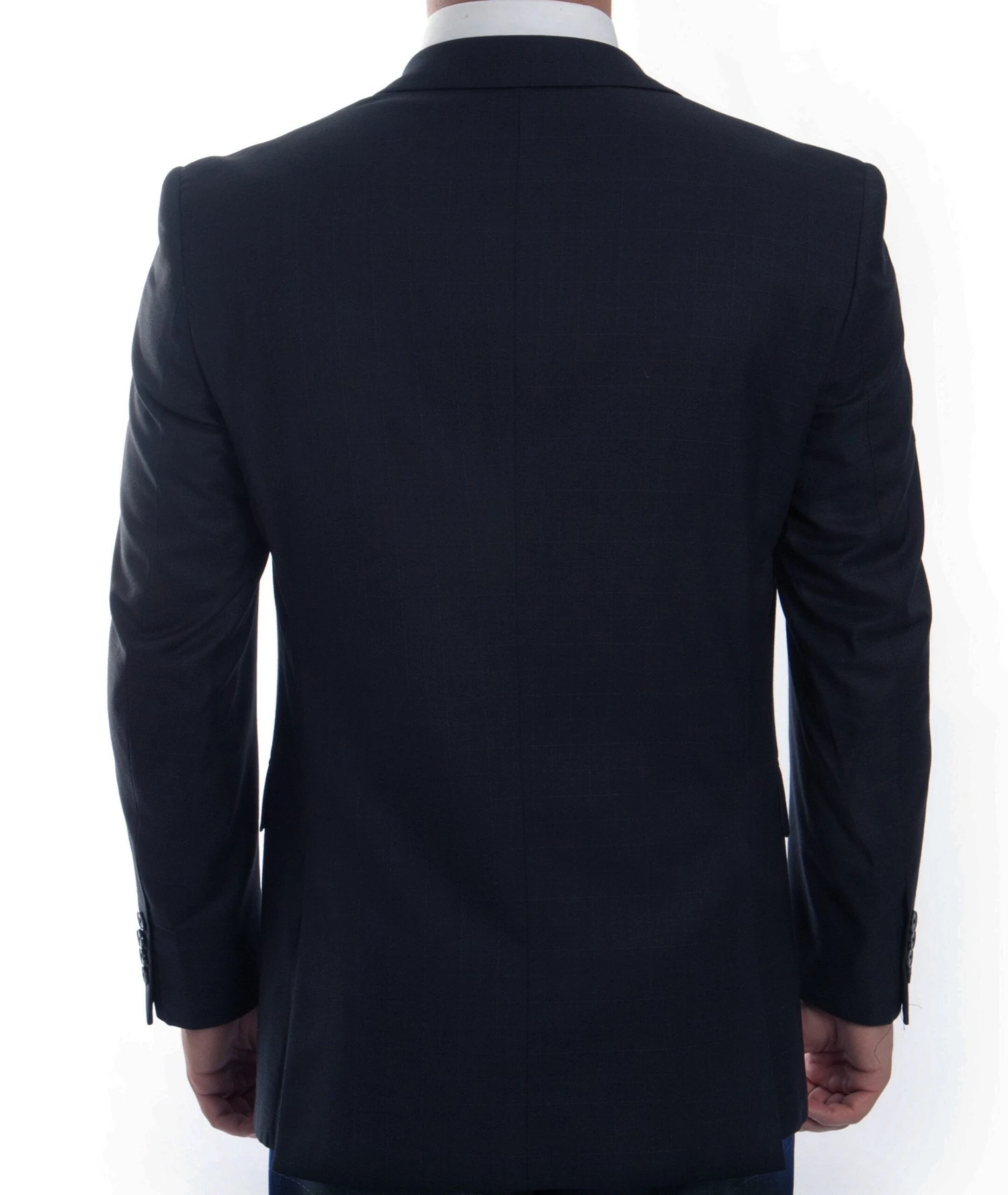 Modern Fit 3 Piece Fine Wool Suit Windowpane Navy - Image 2