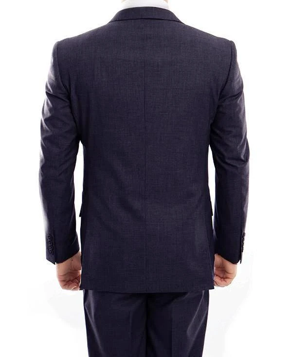 (56R) 100% Wool Suit Modern Fit Italian Style 2 Piece In Navy - Image 2