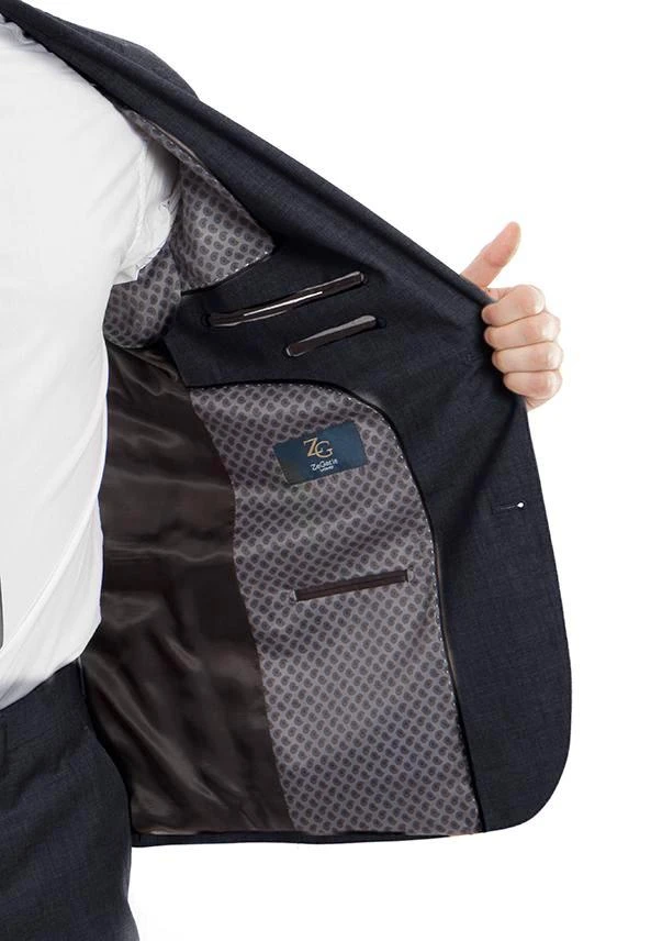 (56R) 100% Wool Suit Modern Fit Italian Style 2 Piece In Navy - Image 3