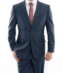 Arezzo Collection - 100% Wool Suit Modern Fit Italian Style 2 Piece In Indigo