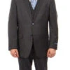 Wool Suit Modern Fit Windowpane 3 Piece In Dark Gray