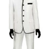 Oriental Collection - Banded Collar Slim Fit Suit Shiny Sharkskin 2 Piece White