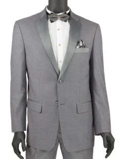 Excalibur Collection - Slim Fit Tuxedo 2 Piece 2 Buttons Design In Gray