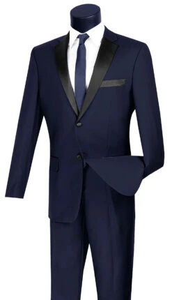 Excalibur Collection - Slim Fit Tuxedo 2 Piece 2 Buttons Design In Navy