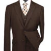 Sovana Collection - Regular Fit 3 Piece Suit 2 Button Tone On Tone Stripe In Brown