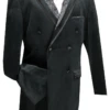 Caesar Collection - Velvet Black Double Breasted Suit Regular Fit 2 Piece