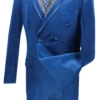 Caesar Collection - Velvet Navy Double Breasted Suit Regular Fit 2 Piece