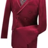 Caesar Collection - Velvet Burgundy Double Breasted Suit Regular Fit 2 Piece