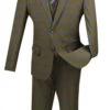 Monopoly Collection - 2 Buttons 3 Piece Suit Slim Fit Glen Plaid Taupe