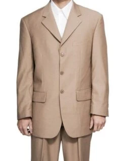 Mont Blanc Collection - Regular Fit Suit 3 Button 2 Piece In Khaki
